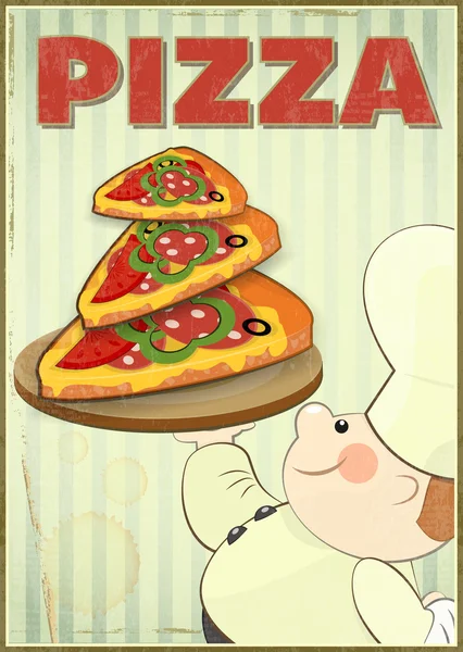 Pizza en chef-kok — Stockvector