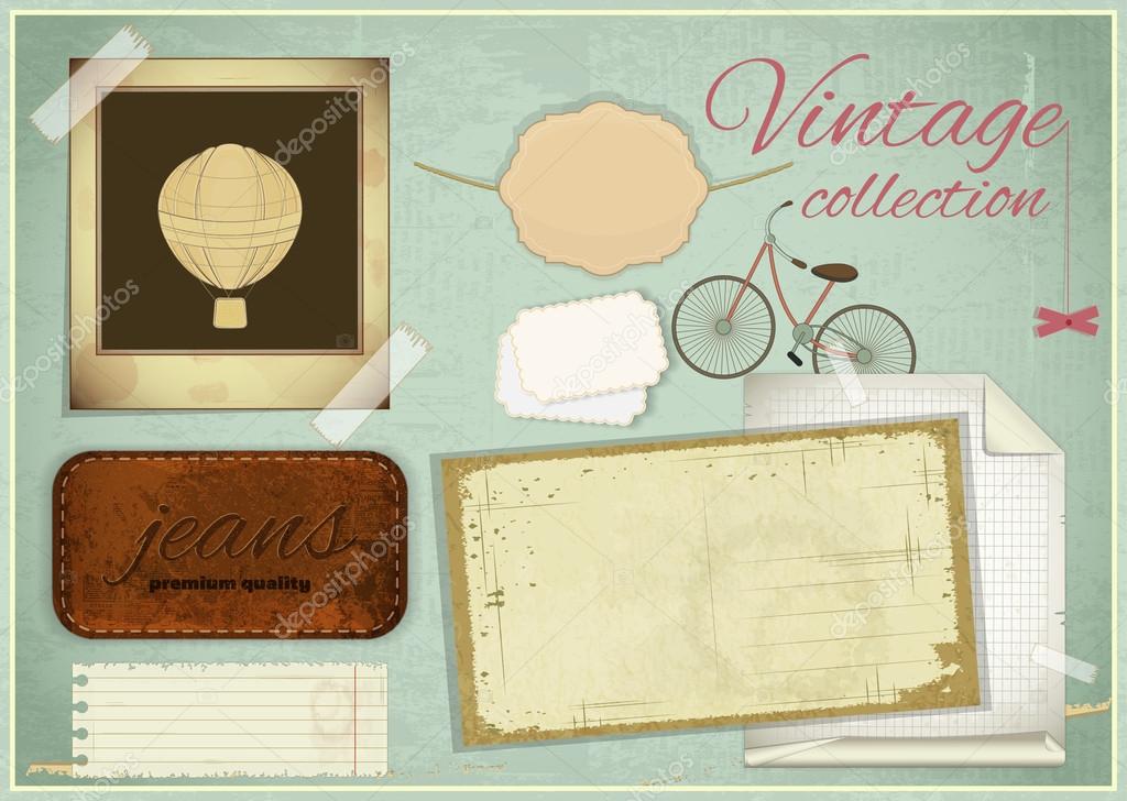 Scrapbooking set - old paper, photo fram Stock Vector by ©elfivetrov  20011983