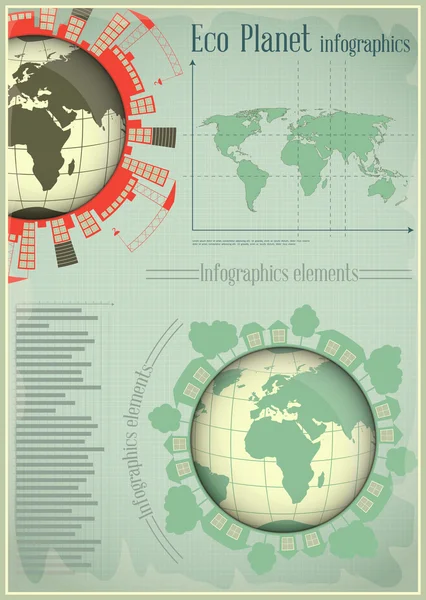 Infographics seyyare yerküre ve İnşaat — Stok Vektör