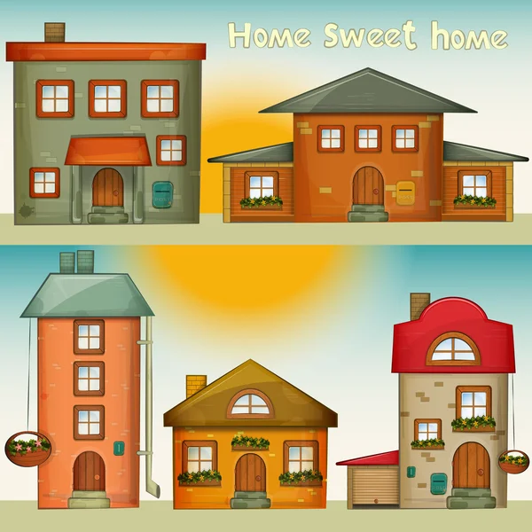 Casas de dibujos animados conjunto — Vector de stock