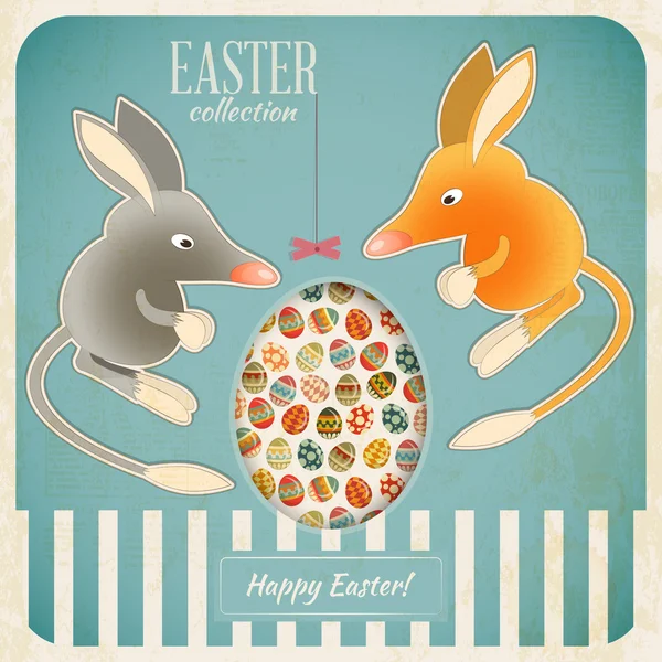Retro Vintage Card with Easter Australian Bilby — Stock Vector