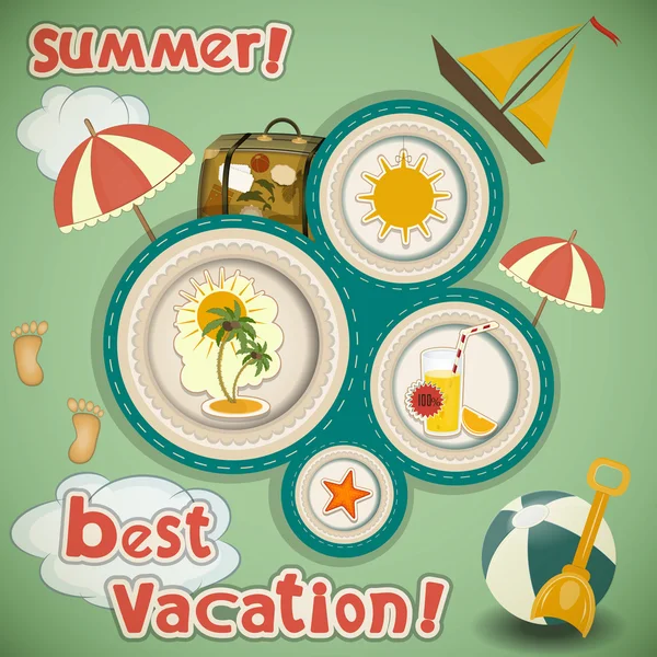 Summer Vacation Travel Card — Stock Vector