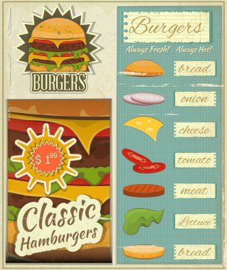retro Burger menü ayarlamak