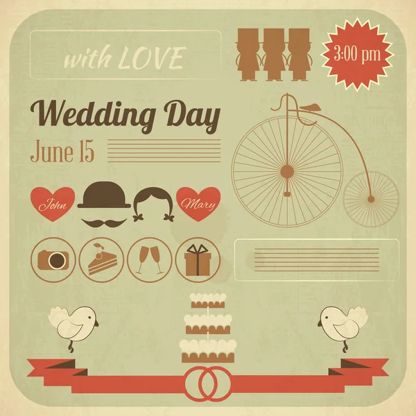Karty infografiki zaproszenia dzień ślubu — Wektor stockowy