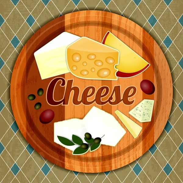 Сырная тарелка — стоковый вектор