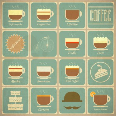 kahve etiketleri kümesi