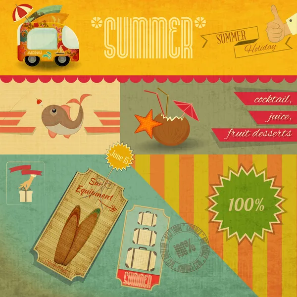 レトロな夏のカード — ストックベクタ