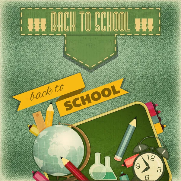 Ritorno a scuola Retro Card — Vettoriale Stock