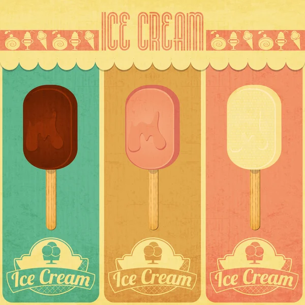 Ice Cream Retro menü — Stock Vector