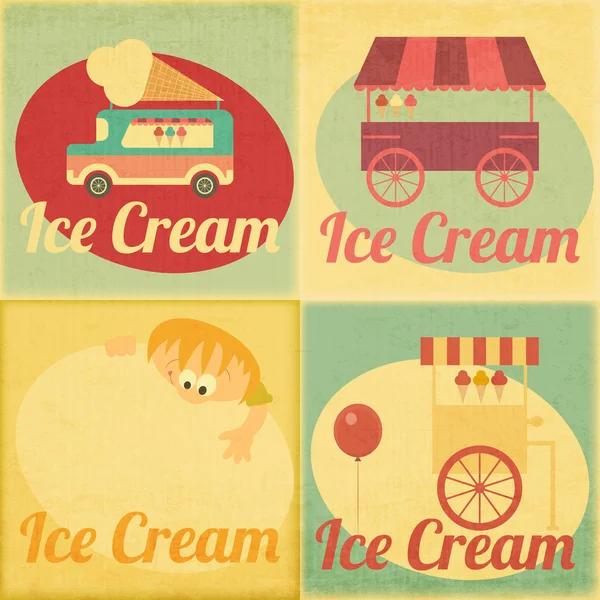 Set de etiquetas retro de helado — Vector de stock