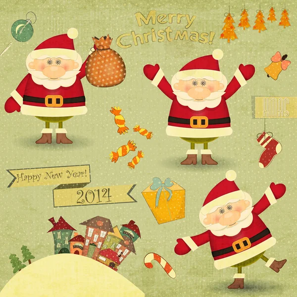 Retro Merry Christmas and New Years Card — Stock Vector