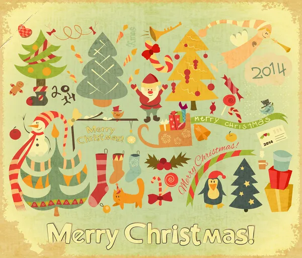 Tarjeta Retro Feliz Navidad — Archivo Imágenes Vectoriales