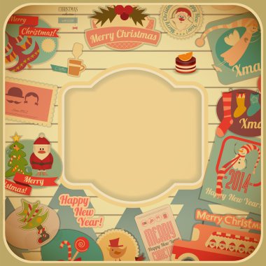Retro neşeli Noel kartı