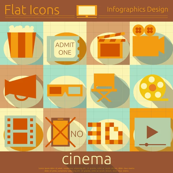 Flat Movie Icons Set — Stock Vector
