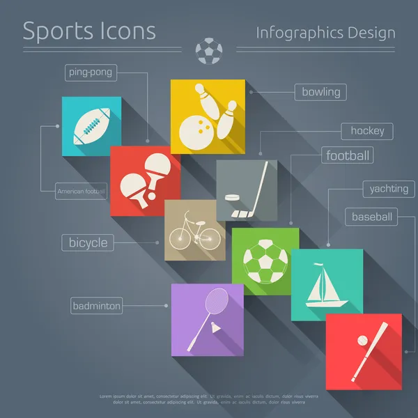 Комплект плоских спортивных иконок — стоковый вектор
