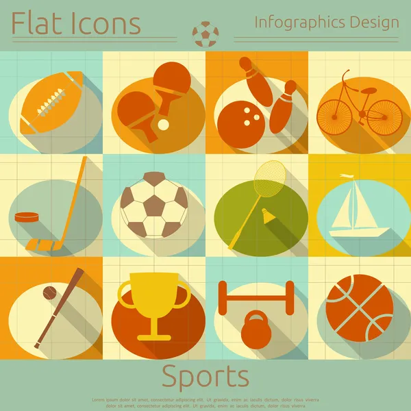 Platte sport icons set — Stockvector
