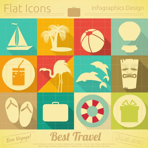 Flat Travel Icons Set — Stock Vector