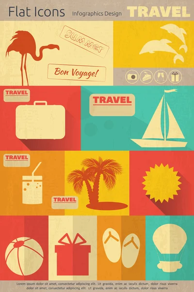 Flat Travel Icons Set — Stock Vector