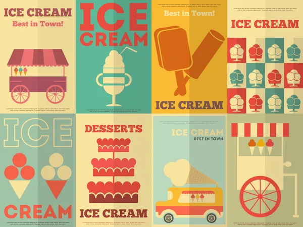 Cartazes de sorvete — Vetor de Stock
