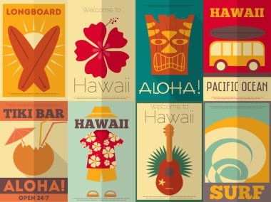 Retro hawaii poster koleksiyonu