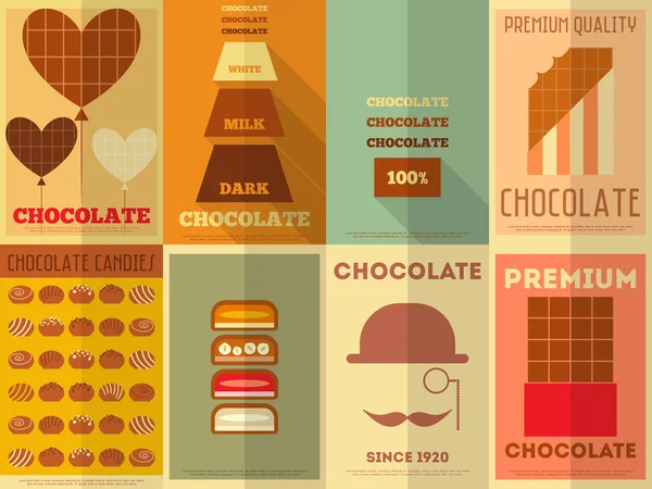 Colección de afiches Retro Chocolate — Vector de stock