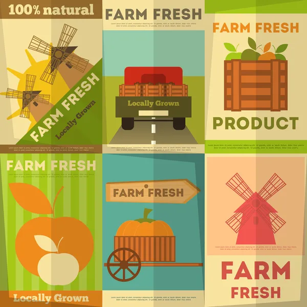 Set Posters Farm Fresh - Stok Vektor