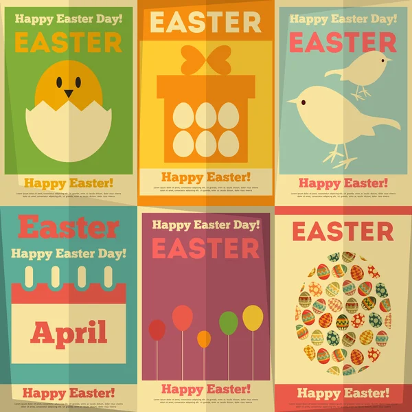 Retro húsvéti plakátok — Stock Vector