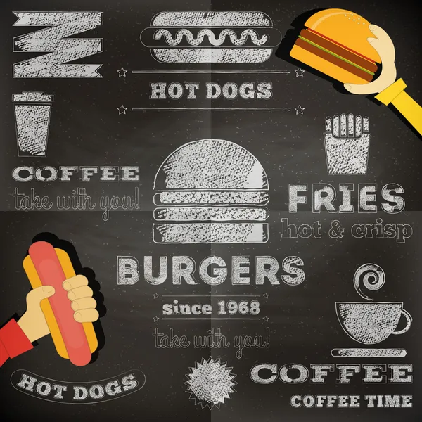 Fast food tableau noir — Image vectorielle