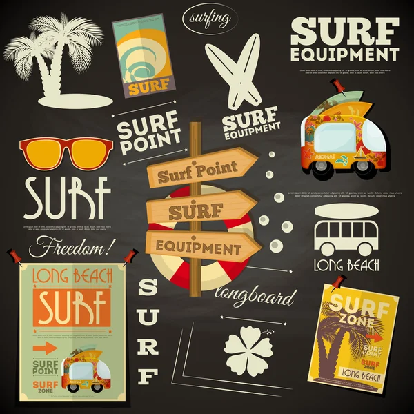 Póster de surf Diseño de pizarra — Archivo Imágenes Vectoriales