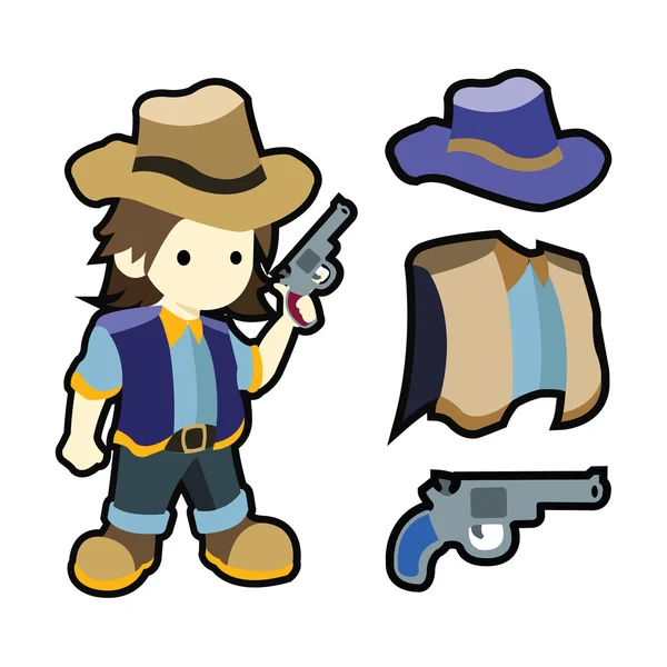 Cute cartoon cowboy with costumes — Stock Photo, Image