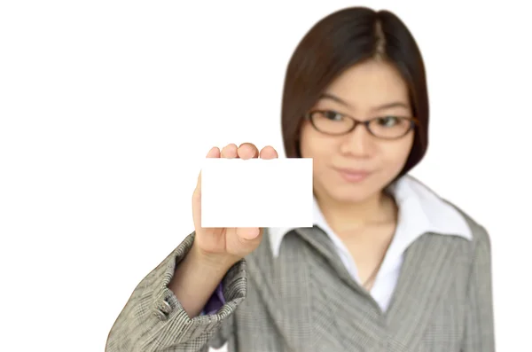 Business woman showing namecard — Stock Photo, Image