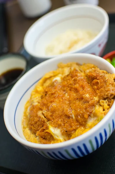 Deep fried pork with egg and rice — Stock Photo, Image