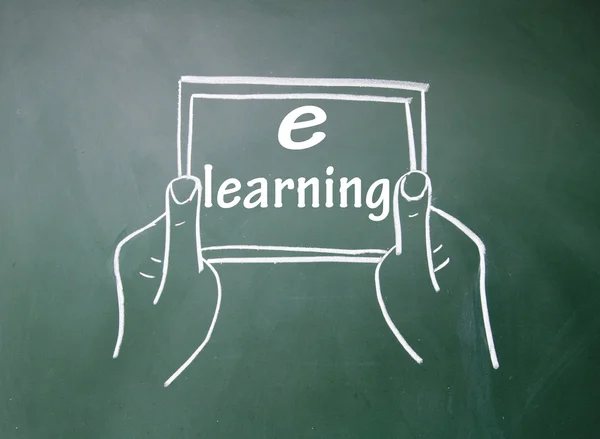 E-learning τίτλο και tablet pc — Φωτογραφία Αρχείου