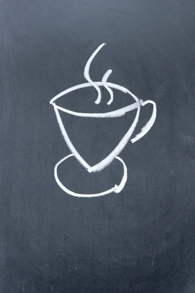 Coffee icon drawn with chalk on blackboard — Stock Photo, Image