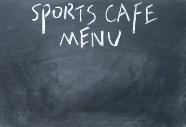 Sport café menutitel geschreven met krijt op blackboard — Stockfoto