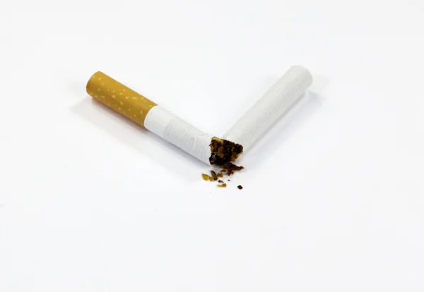 Sigaretta e sfondo bianco — Foto Stock