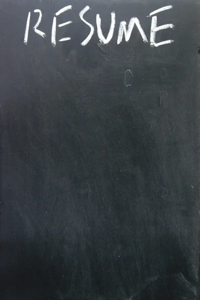 Resume title written with chalk on blackboard — Stock Photo, Image