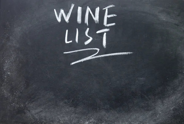 Wine list title written with chalk on blackboard — Stock Photo, Image