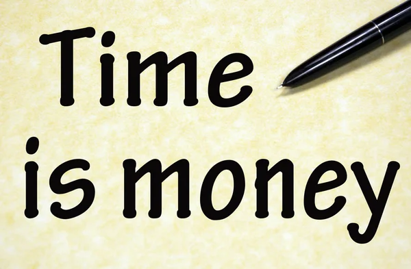 Time is money title written with pen on paper — Stock Photo, Image