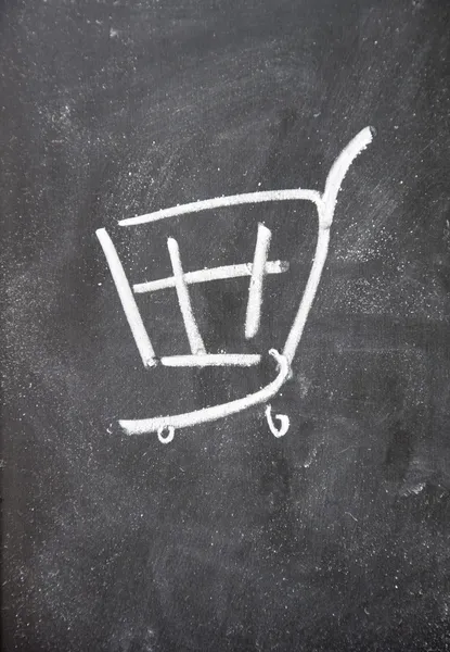 Shopping Cart drawn with chalk on blackboard — Stock Photo, Image