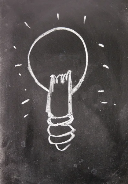 Idea sign drawn with chalk on blackboard — Stock Photo, Image
