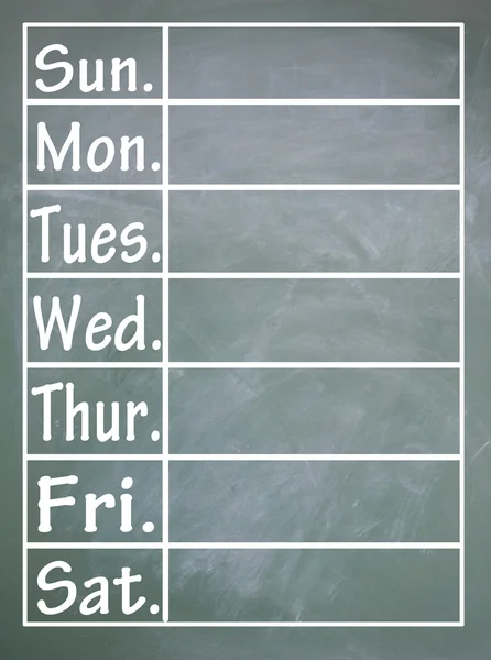 Tabela da semana — Fotografia de Stock