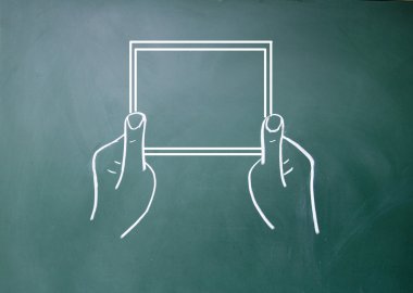 soyut elinde tutan bir tablet bilgisayar simgesi