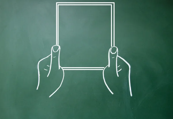 Abstrakt händer som håller en tablett dator symbol — Stockfoto