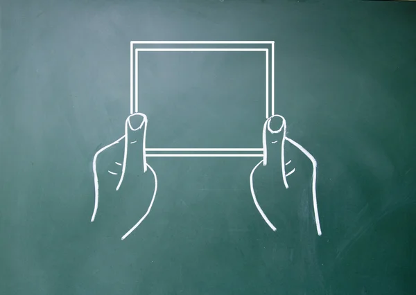 Abstract hands holding a tablet computer symbol — Stock Photo, Image