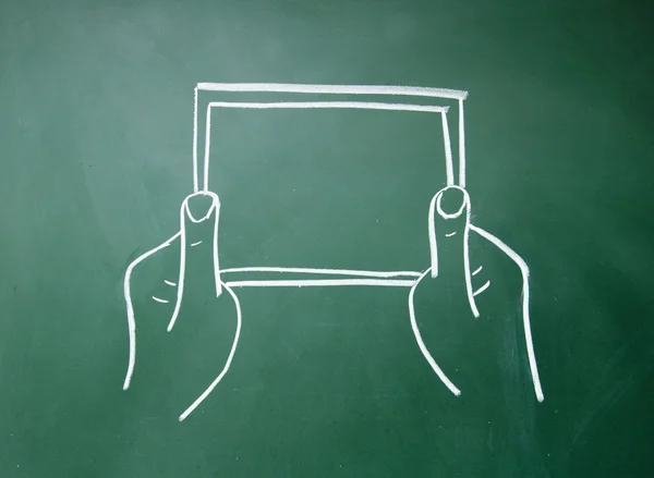 Abstract hands holding a tablet computer symbol — Stock Photo, Image