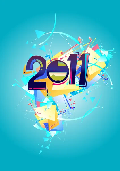 Feliz año nuevo 2011 saludo — Vector de stock