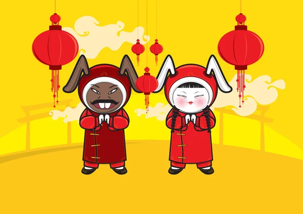 El conejo es el símbolo del horóscopo chino para Nuevo Año — Vector de stock