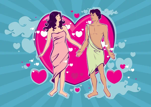 Affiche couple Valentine — Image vectorielle