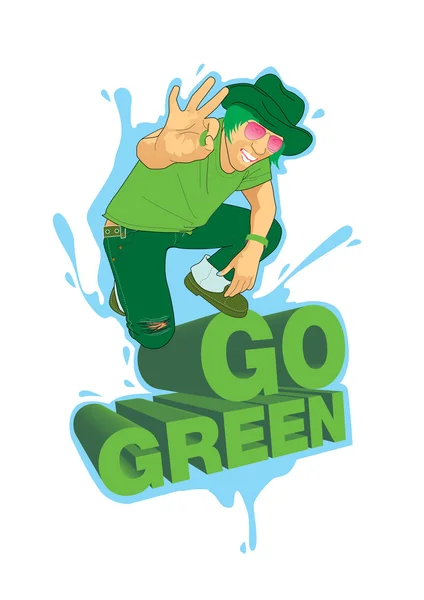 Campaña del cartel Go Green — Vector de stock